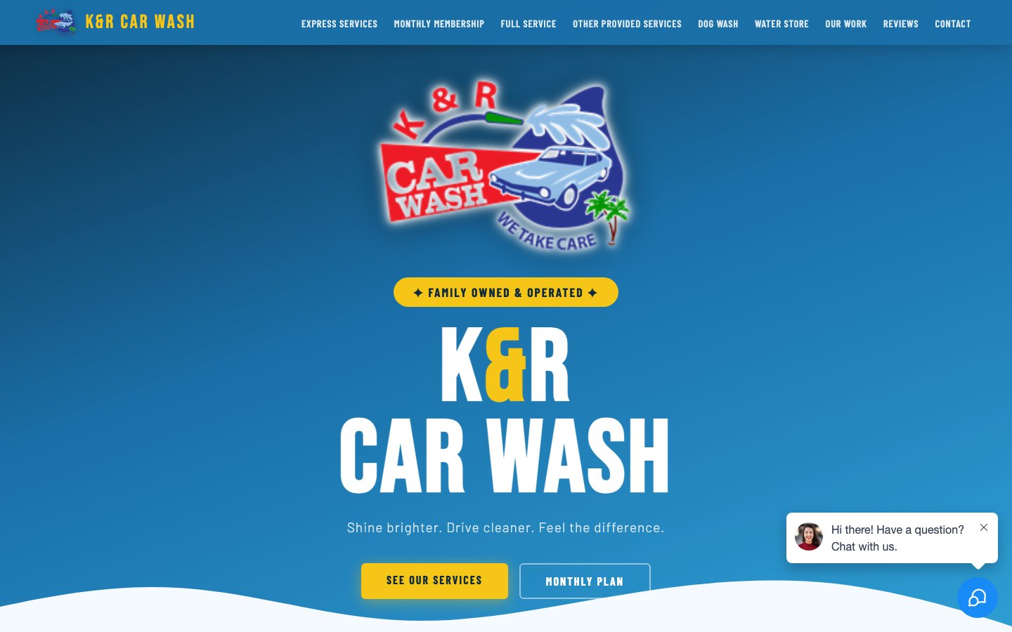 K&R Car Wash live website homepage